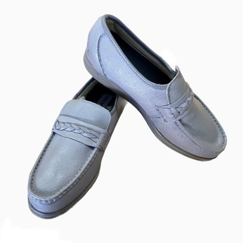 Vintage Men's Formal Stacy Adams Gray Slip on Loafers / Dress Shoes